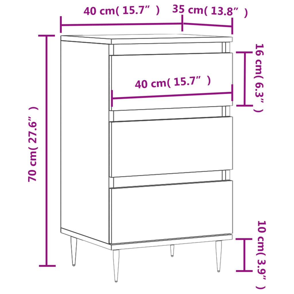 Dressoir 40x35x70 cm bewerkt hout grijs sonoma is nu te koop bij PeponiXL, paradijselijk wonen!