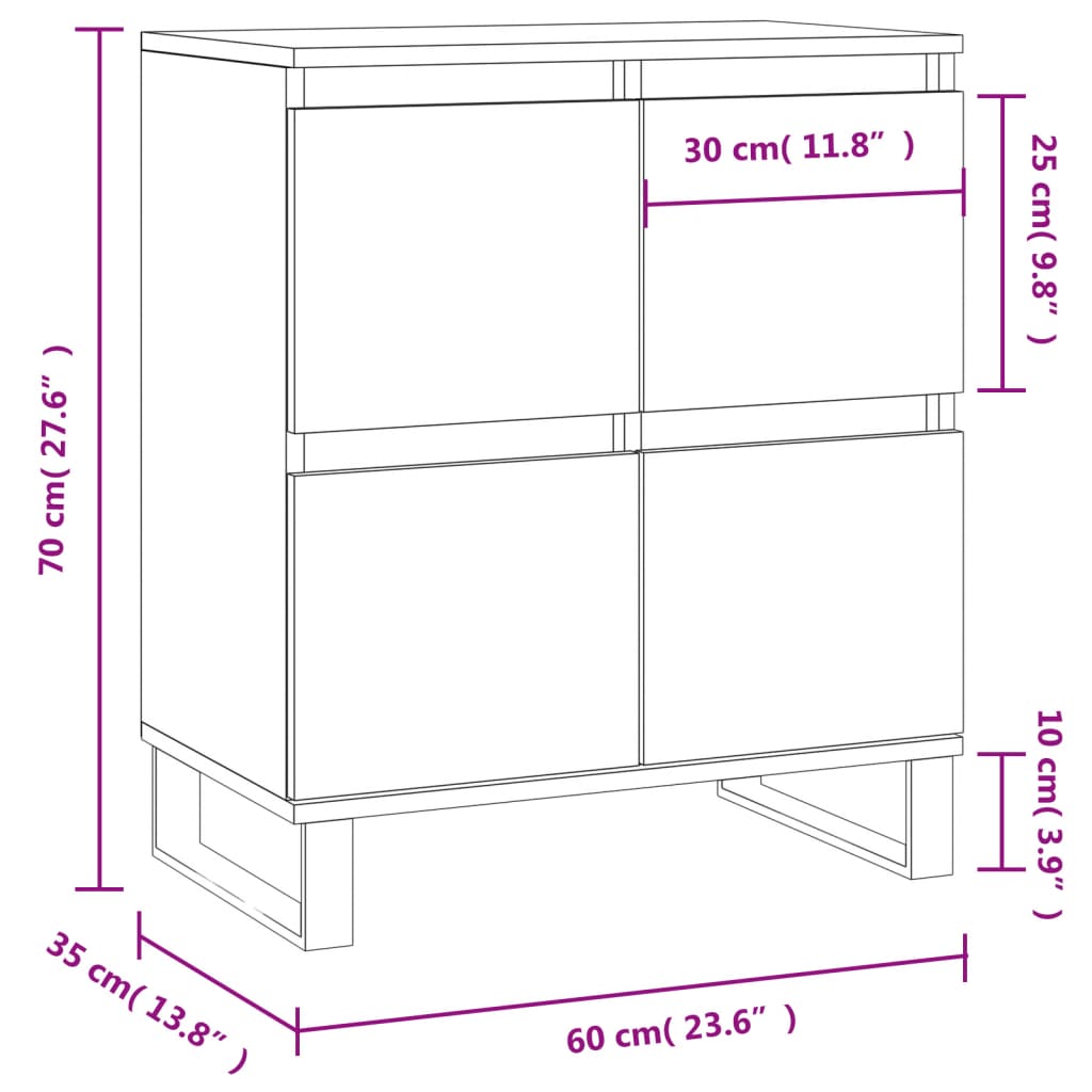 Dressoir 60x35x70 cm bewerkt hout sonoma eikenkleurig is nu te koop bij PeponiXL, paradijselijk wonen!