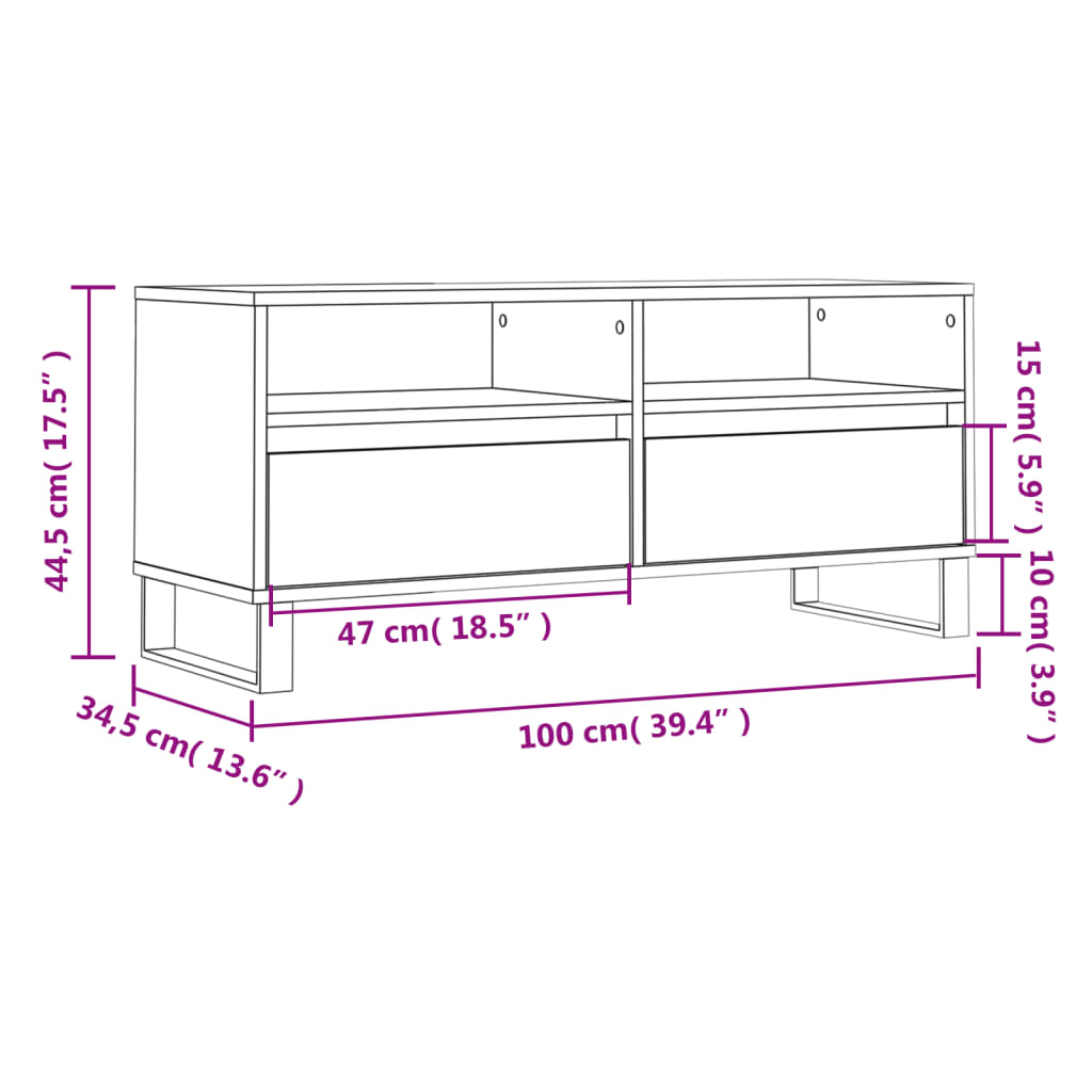 Tv-meubel 100x34,5x44,5 cm bewerkt hout betongrijs is nu te koop bij PeponiXL, paradijselijk wonen!