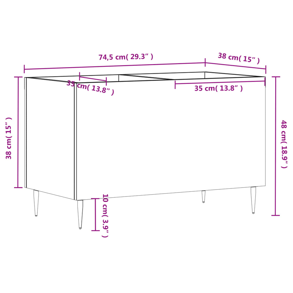 Platenkast 74,5x38x48 cm bewerkt hout hoogglans wit is nu te koop bij PeponiXL, paradijselijk wonen!