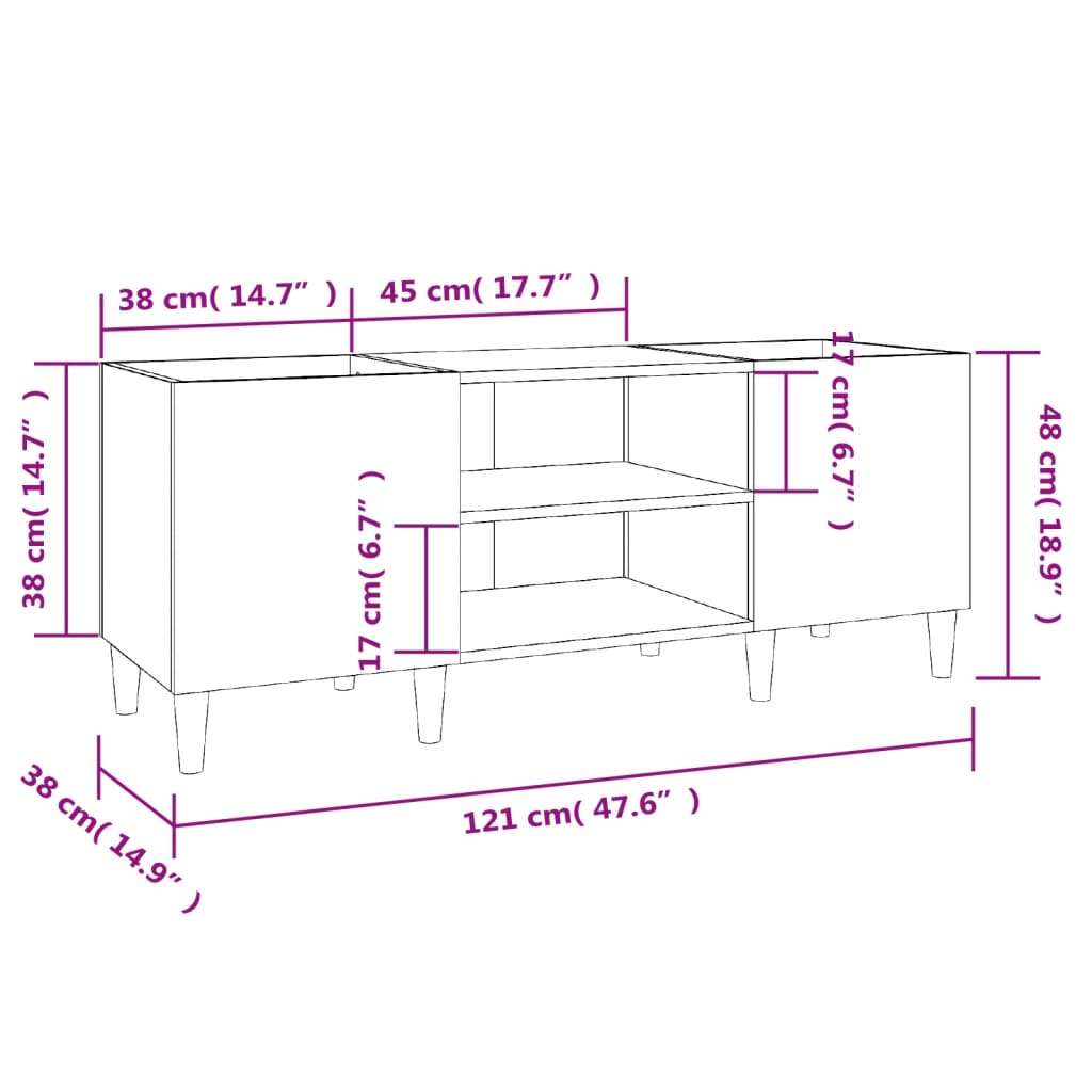Platenkast 121x38x48 cm bewerkt hout hoogglans wit is nu te koop bij PeponiXL, paradijselijk wonen!