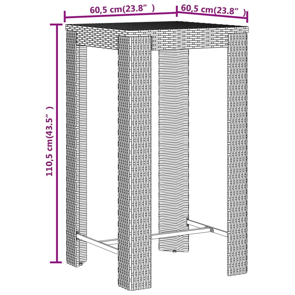 3-delige Tuinbarset poly rattan en massief acaciahout zwart is nu te koop bij PeponiXL, paradijselijk wonen!