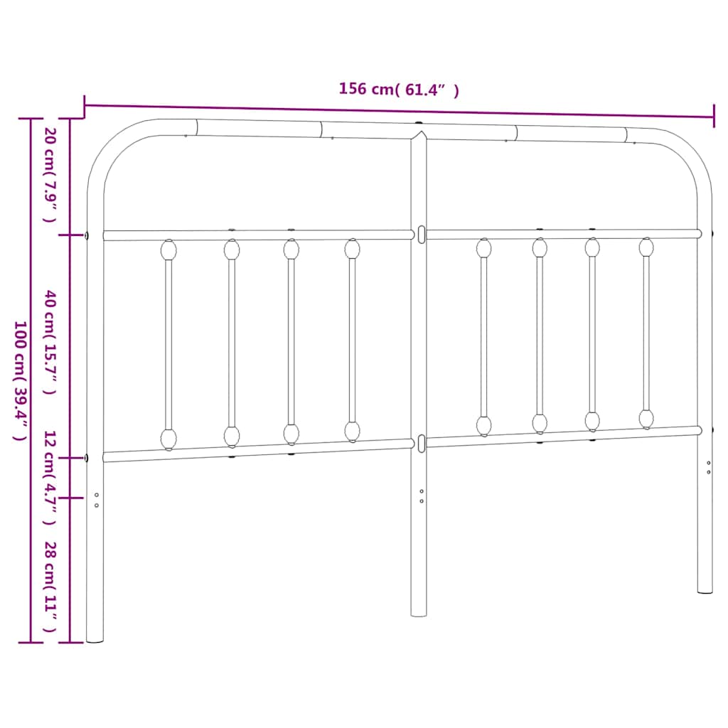 Vervangend hoofdbord metaal wit 150 cm is nu te koop bij PeponiXL, paradijselijk wonen!