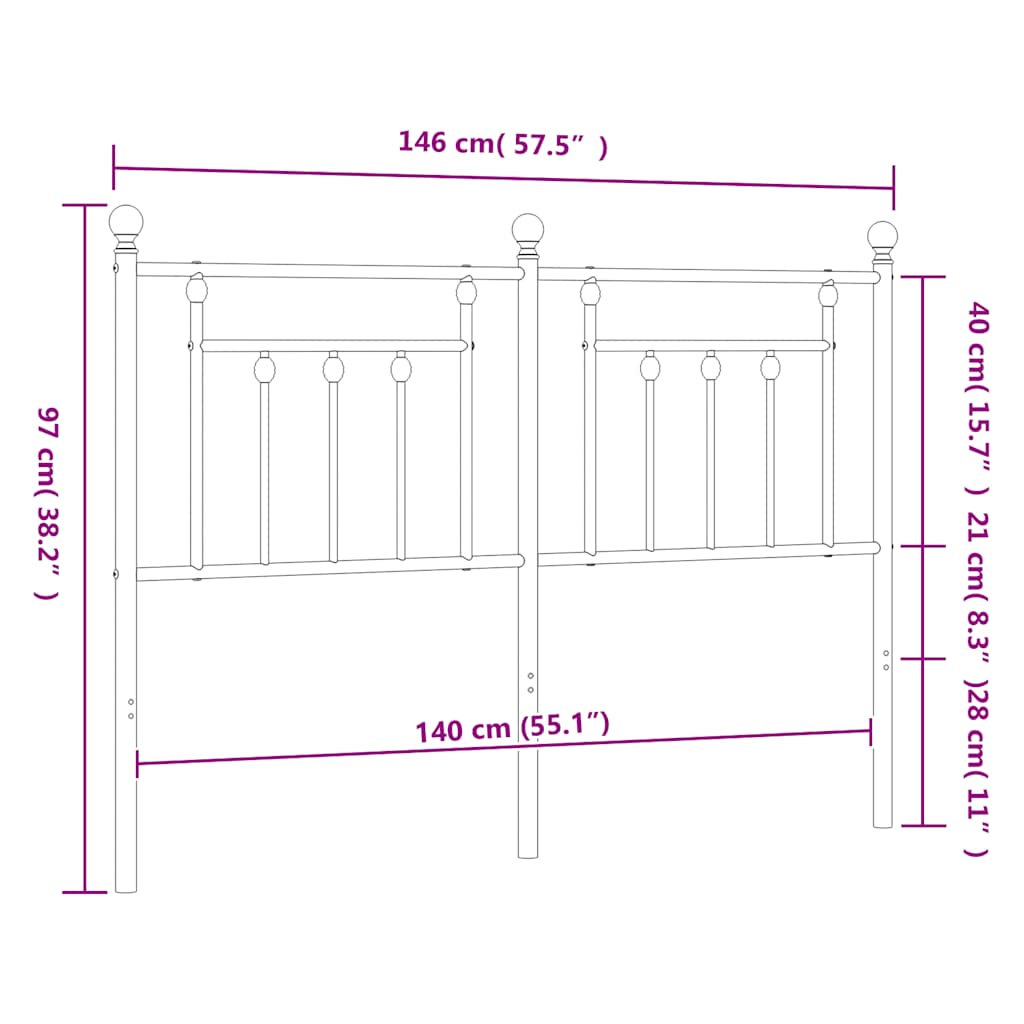 Vervangend hoofdbord 140 cm metaal zwart is nu te koop bij PeponiXL, paradijselijk wonen!