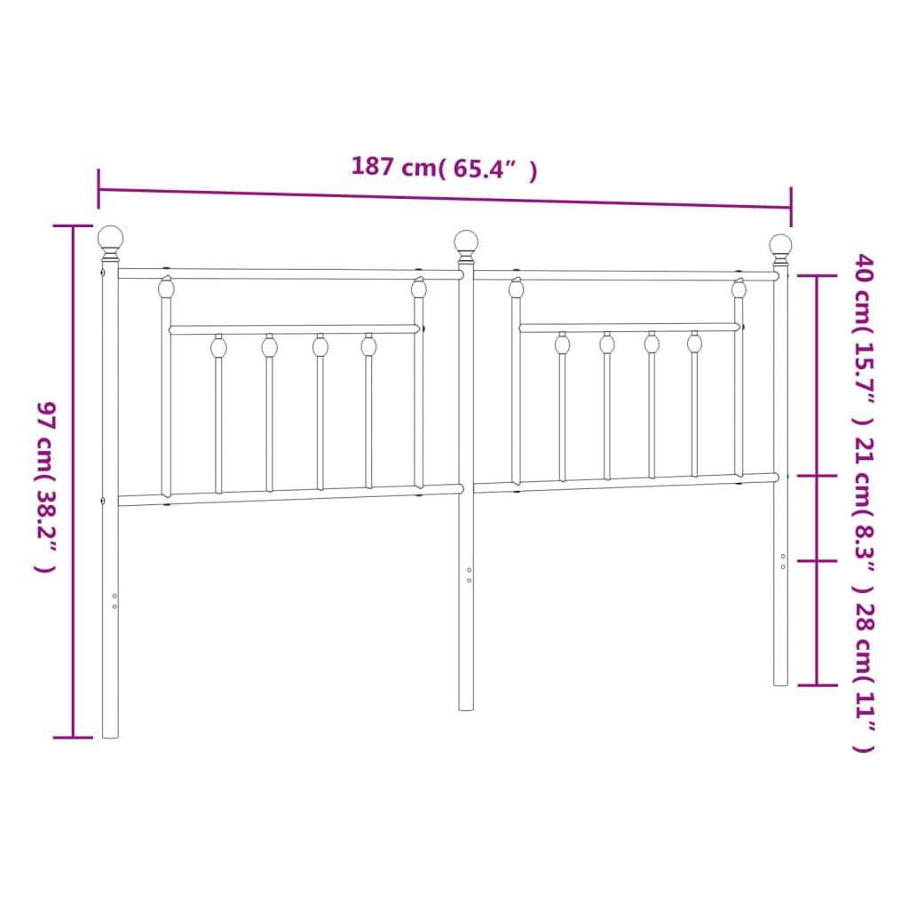 Vervangend hoofdbord 180 cm metaal zwart is nu te koop bij PeponiXL, paradijselijk wonen!