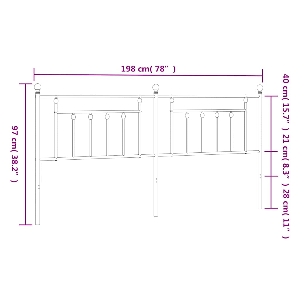 Vervangend hoofdbord 193 cm metaal zwart is nu te koop bij PeponiXL, paradijselijk wonen!