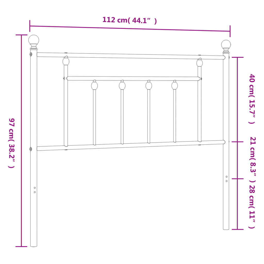 Vervangend hoofdbord 107 cm metaal wit is nu te koop bij PeponiXL, paradijselijk wonen!