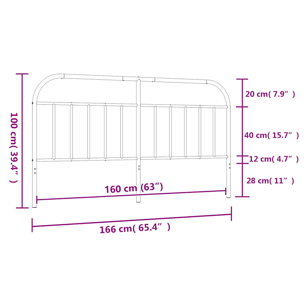 Vervangend hoofdbord metaal zwart 160 cm is nu te koop bij PeponiXL, paradijselijk wonen!