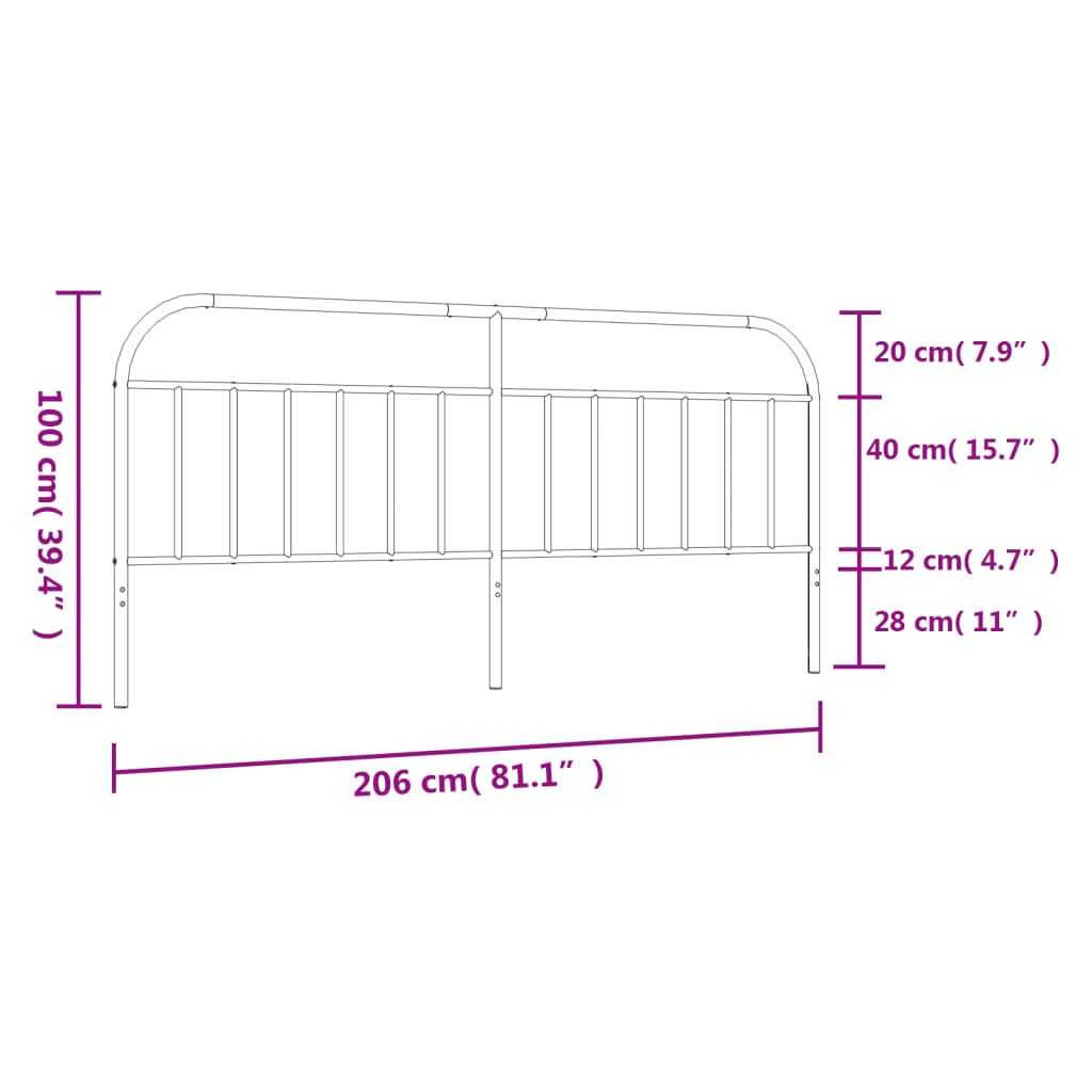 Vervangend hoofdbord metaal zwart 200 cm is nu te koop bij PeponiXL, paradijselijk wonen!