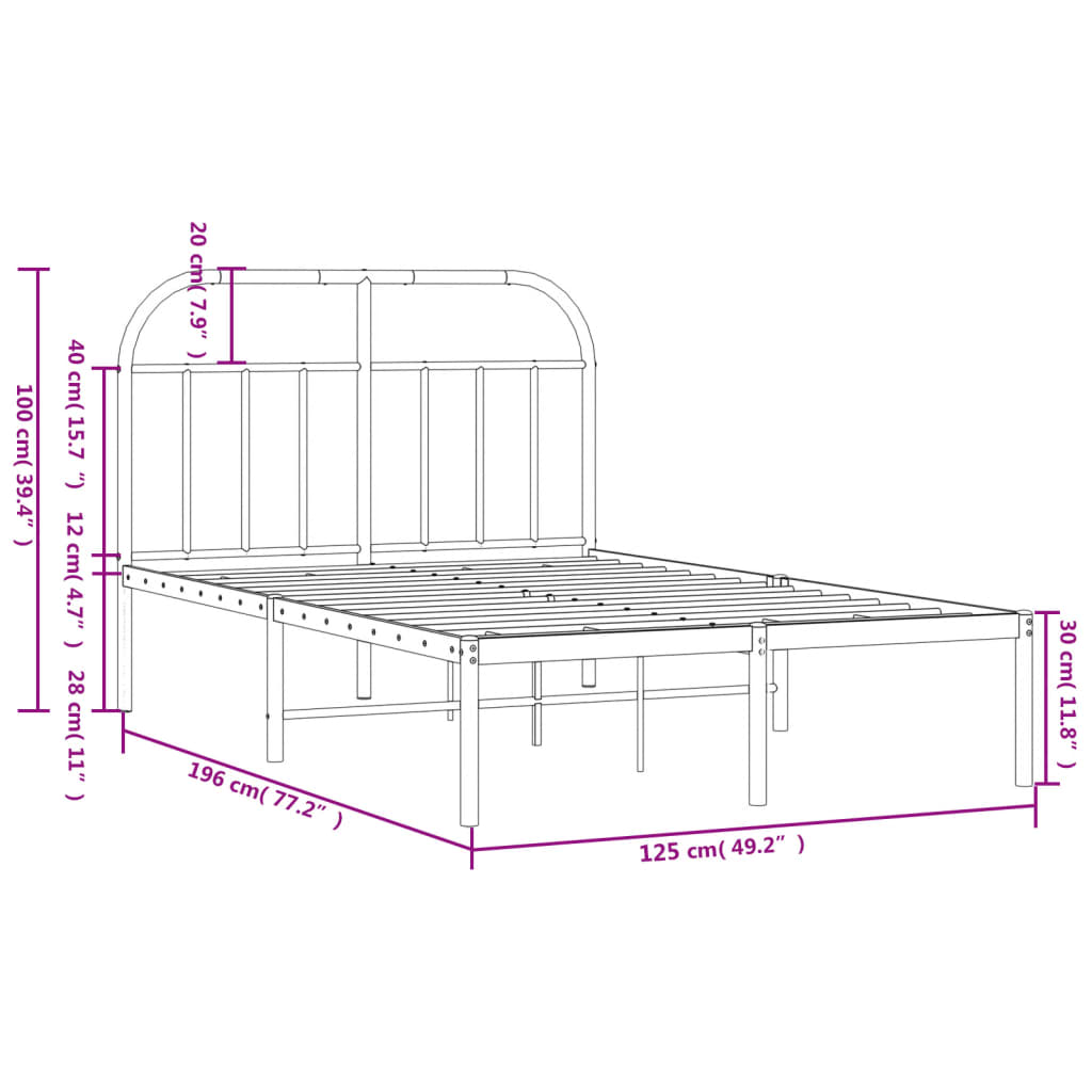 Bedframe met hoofdbord metaal wit 120x190 cm is nu te koop bij PeponiXL, paradijselijk wonen!