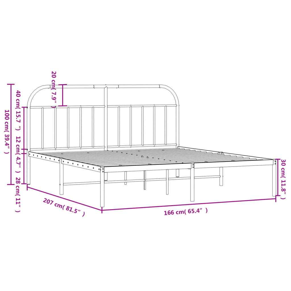 Bedframe met hoofdbord metaal wit 160x200 cm is nu te koop bij PeponiXL, paradijselijk wonen!