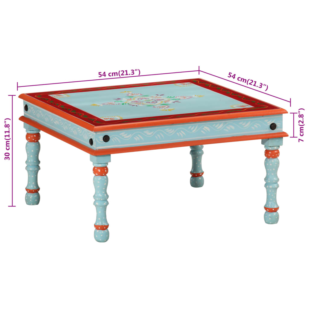 Salontafel handbeschilderd massief mangohout blauw is nu te koop bij PeponiXL, paradijselijk wonen!