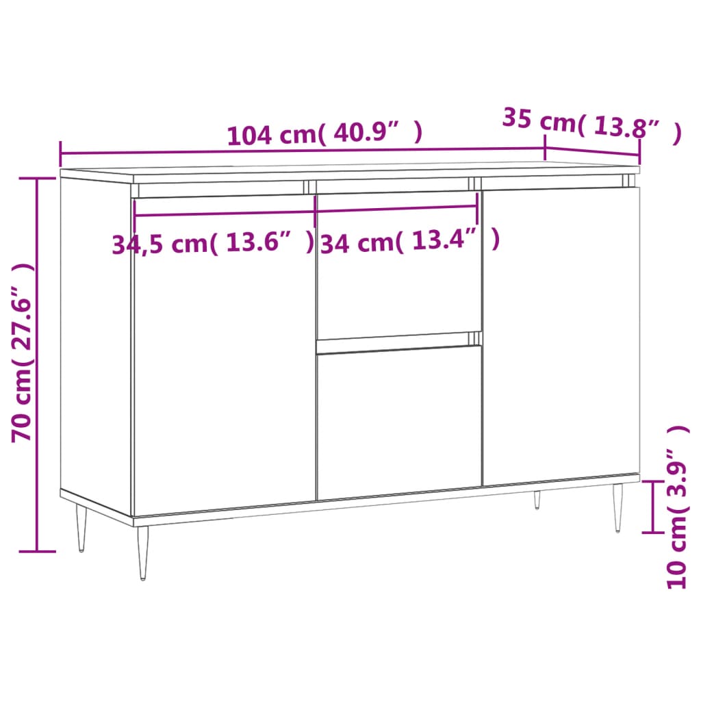 Dressoir 101,5x35x70 cm bewerkt hout gerookt eikenkleurig is nu te koop bij PeponiXL, paradijselijk wonen!