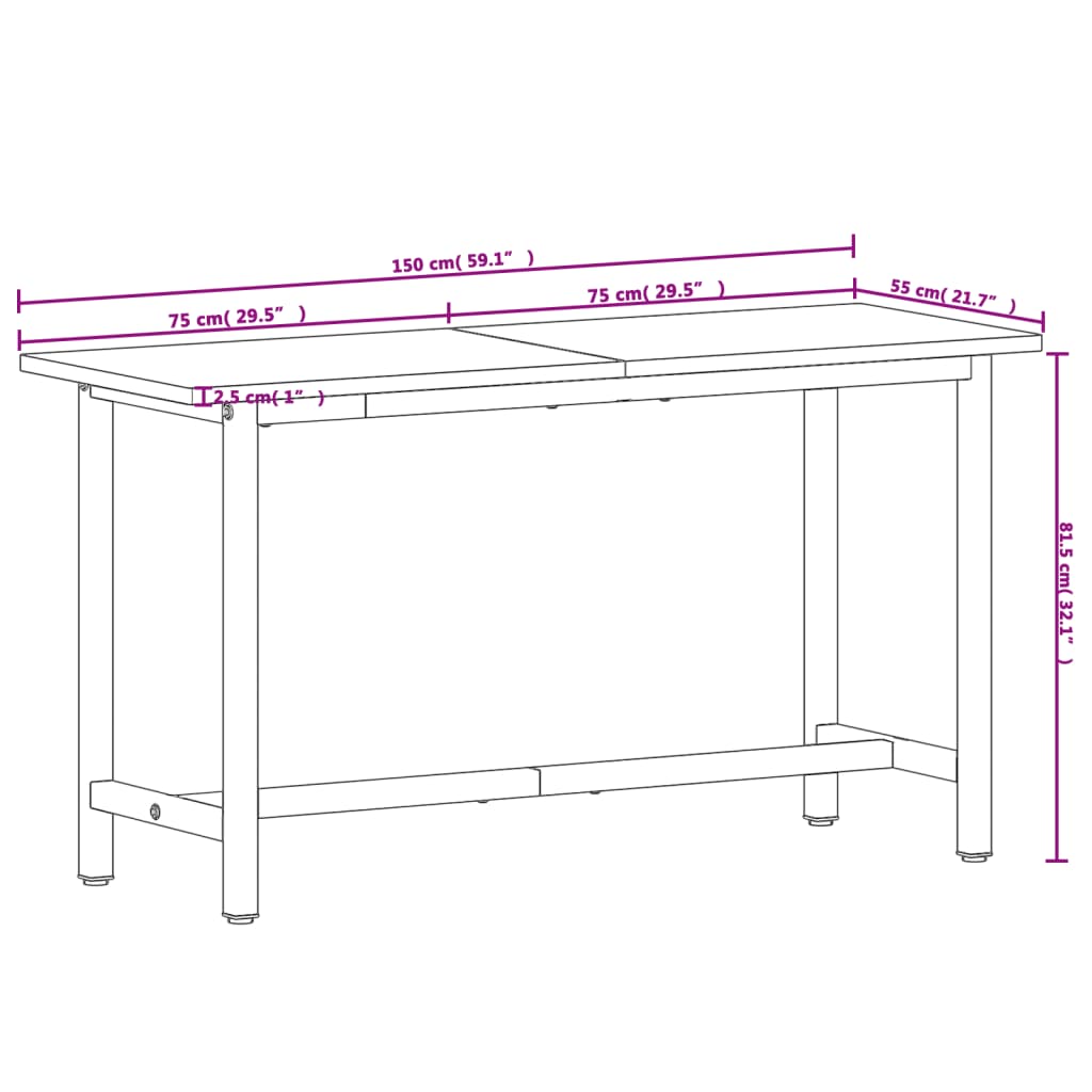 Werkbank 150x55x81,5 cm massief beukenhout en metaal is nu te koop bij PeponiXL, paradijselijk wonen!