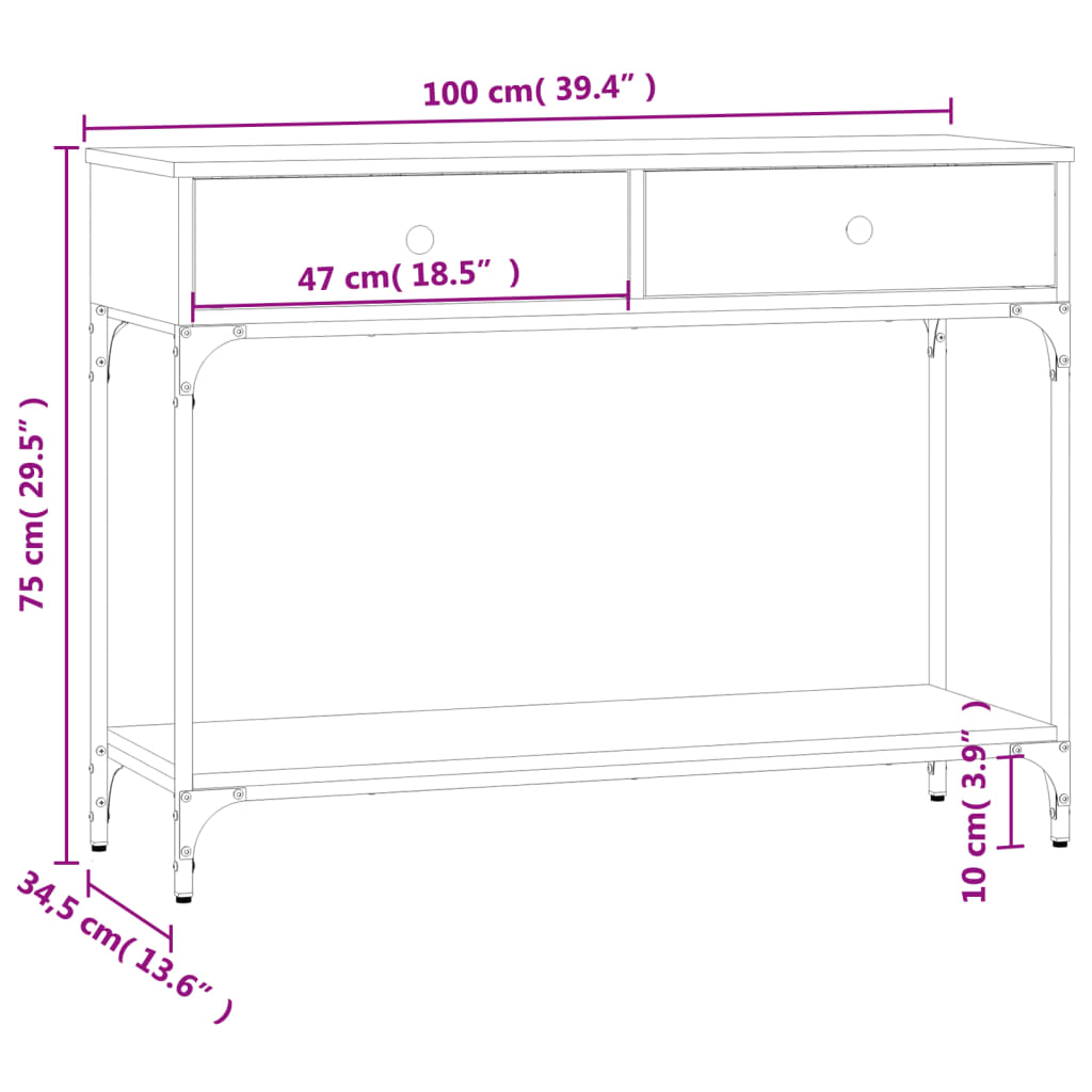 Wandtafel 100x34,5x75 cm bewerkt hout zwart is nu te koop bij PeponiXL, paradijselijk wonen!