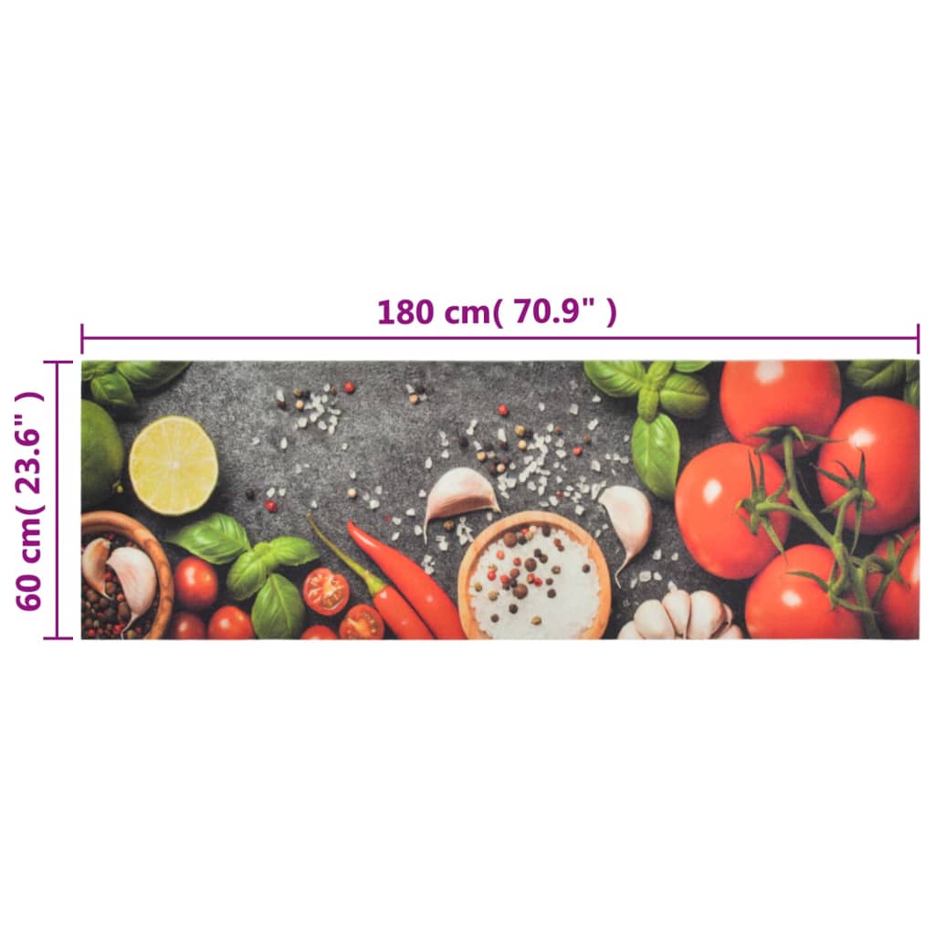 Keukenmat wasbaar groenteprint 60x180 cm fluweel is nu te koop bij PeponiXL, paradijselijk wonen!