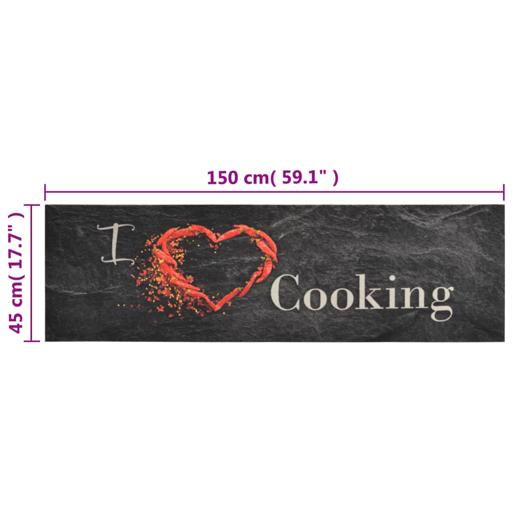 Keukenmat wasbaar cooking-print 45x150 cm fluweel zwart is nu te koop bij PeponiXL, paradijselijk wonen!