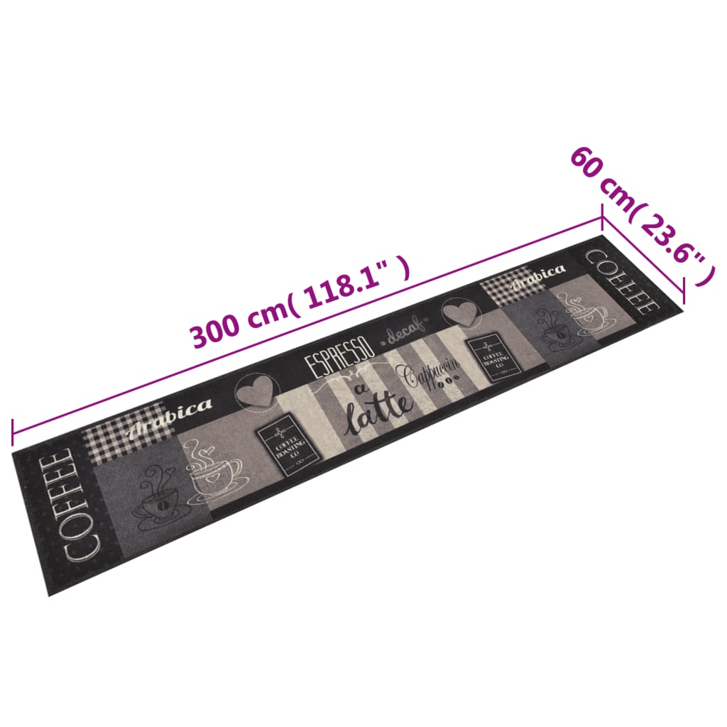 Keukenmat wasbaar koffieprint 60x300 cm fluweel zwart is nu te koop bij PeponiXL, paradijselijk wonen!