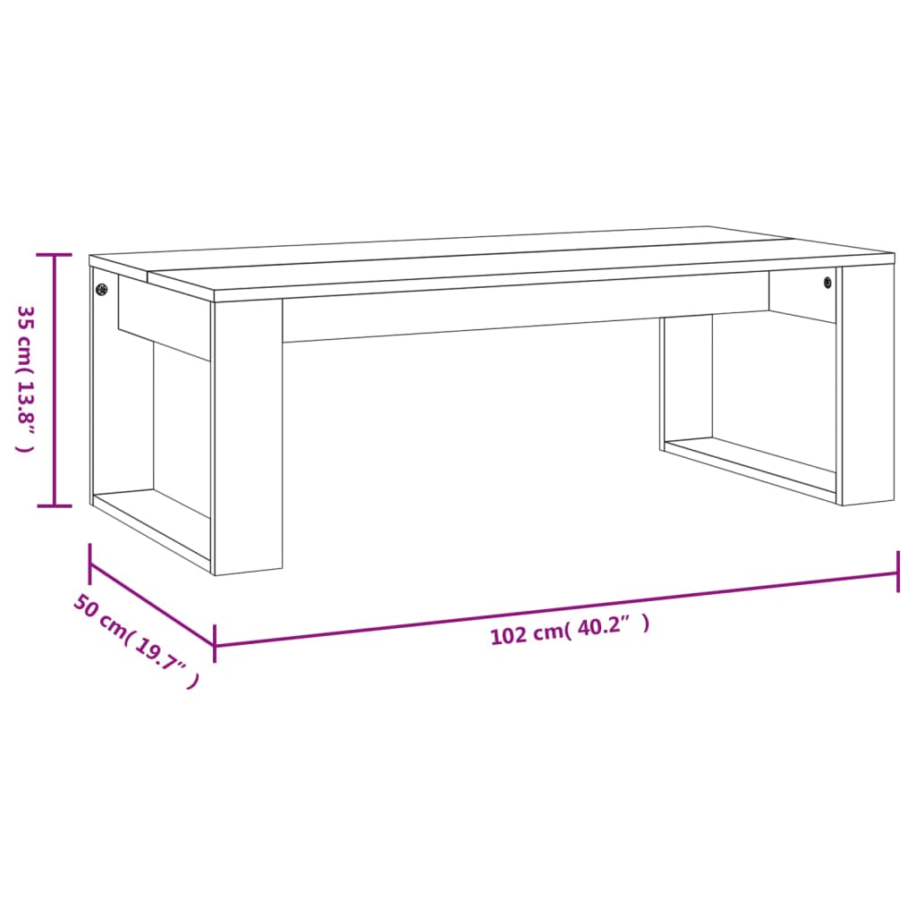 Salontafel 102x50x35 cm bewerkt hout grijs sonoma eikenkleurig is nu te koop bij PeponiXL, paradijselijk wonen!