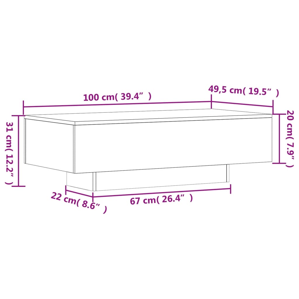 Salontafel 100x49,5x31 cm bewerkt hout wit is nu te koop bij PeponiXL, paradijselijk wonen!