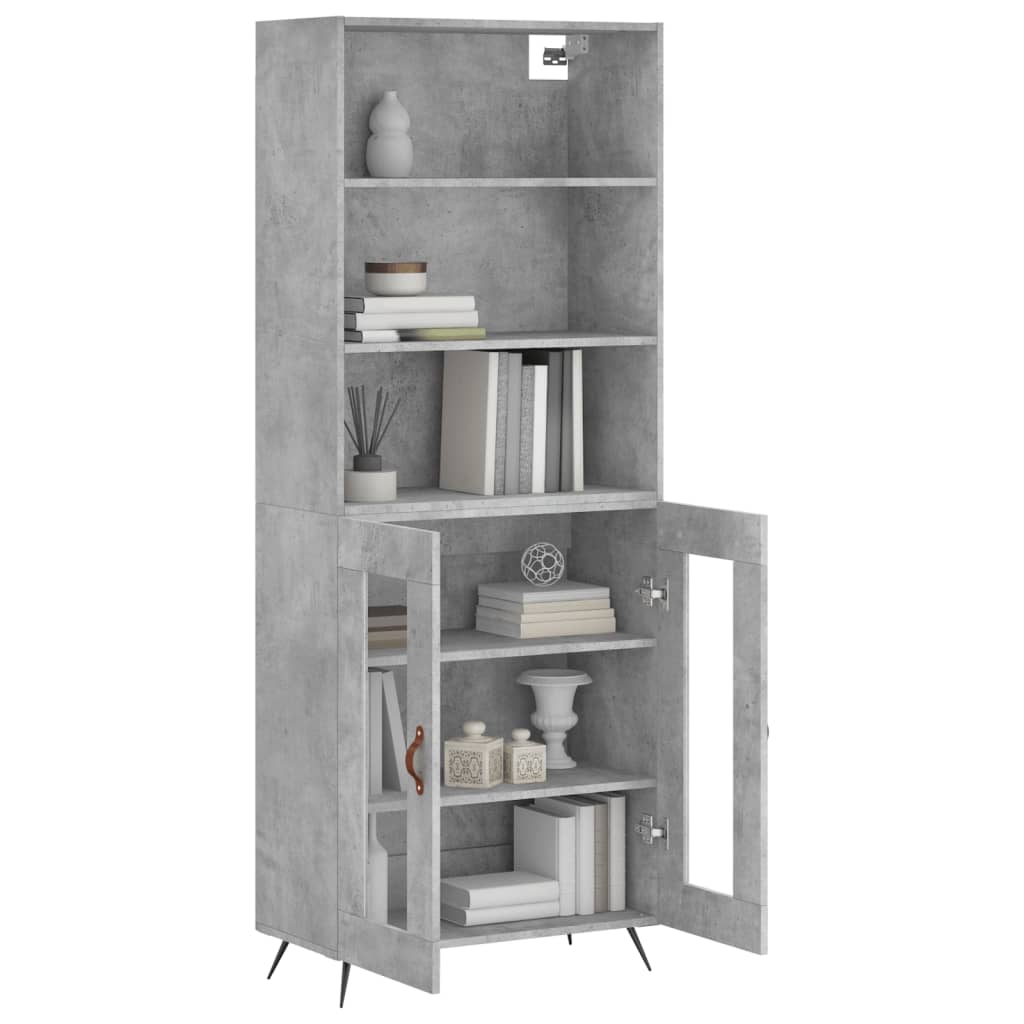 Hoge kast 69,5x34x180 cm bewerkt hout betongrijs is nu te koop bij PeponiXL, paradijselijk wonen!