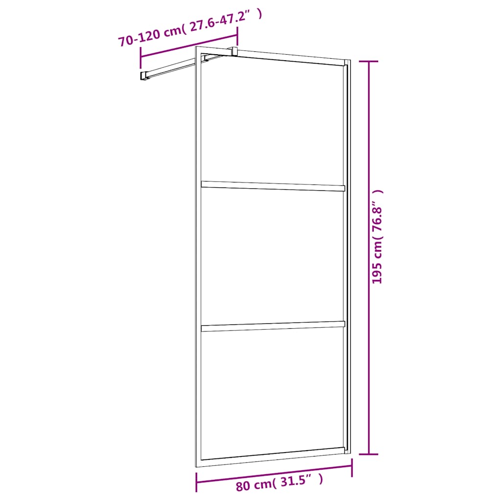 Inloopdouchewand transparant 80x195 cm ESG-glas goudkleurig is nu te koop bij PeponiXL, paradijselijk wonen!