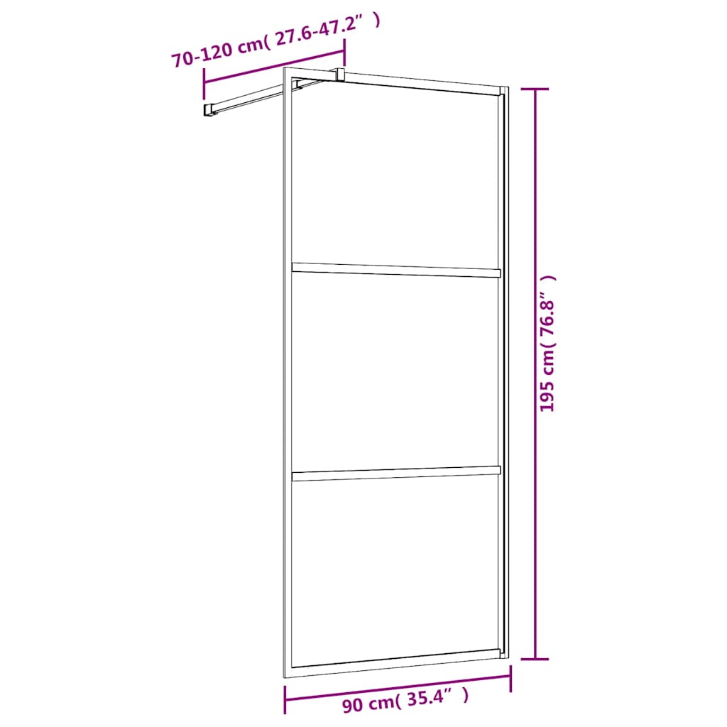 Inloopdouchewand transparant 90x195 cm ESG-glas goudkleurig is nu te koop bij PeponiXL, paradijselijk wonen!