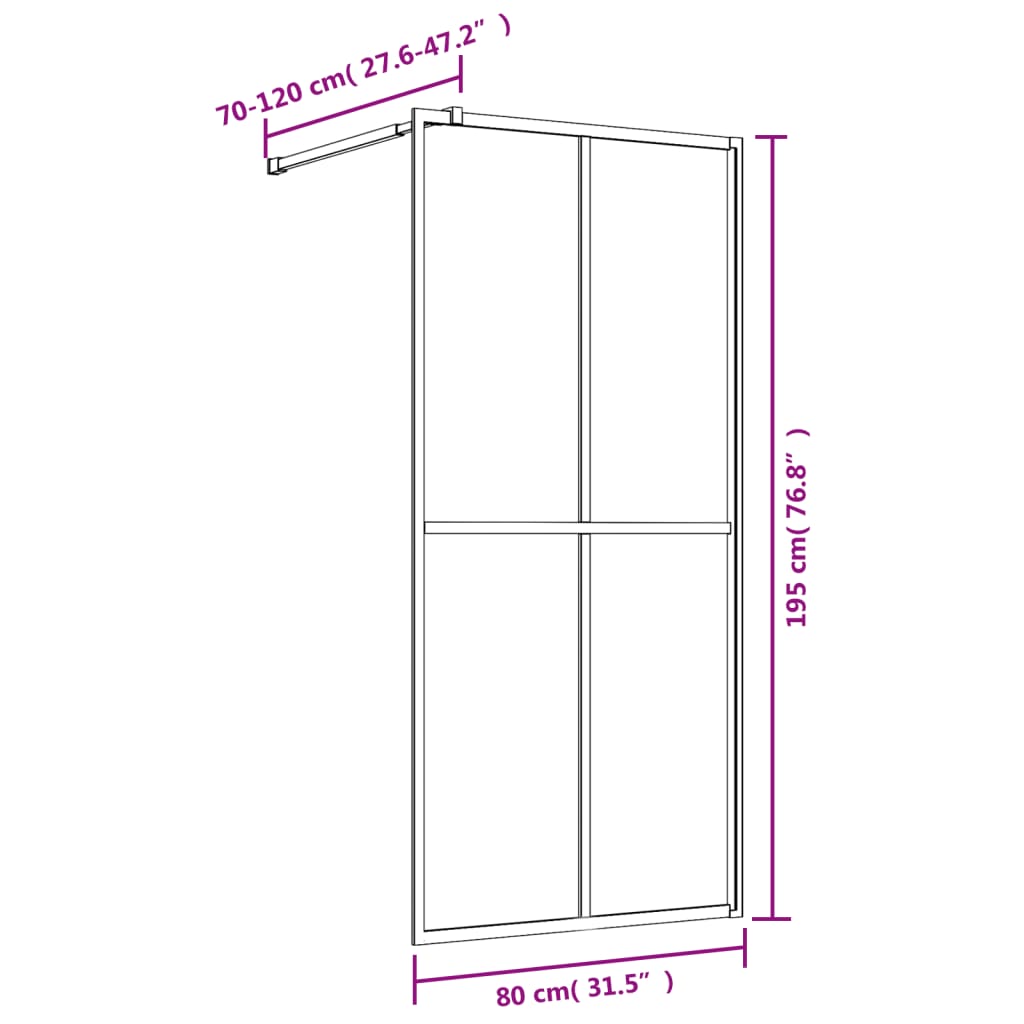 Inloopdouchewand transparant 80x195 cm ESG-glas goudkleurig is nu te koop bij PeponiXL, paradijselijk wonen!