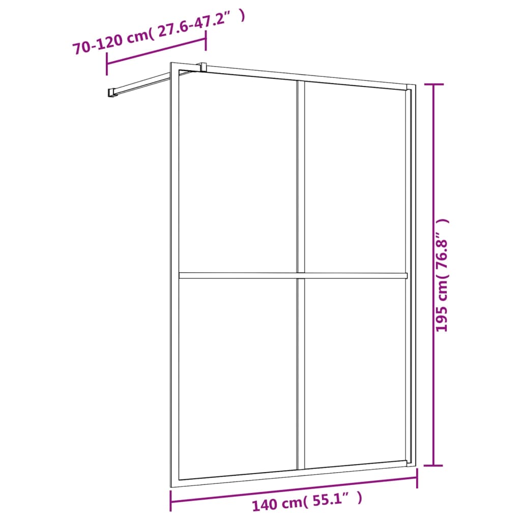 Inloopdouchewand transparant 140x195 cm ESG-glas goudkleurig is nu te koop bij PeponiXL, paradijselijk wonen!