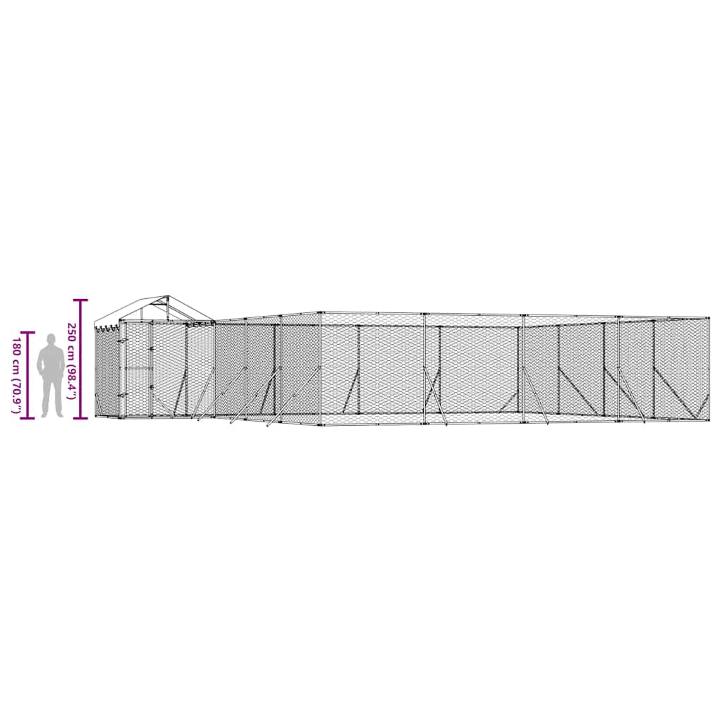 Hondenkennel met dak 10x8x2,5 m gegalvaniseerd staal zilver is nu te koop bij PeponiXL, paradijselijk wonen!