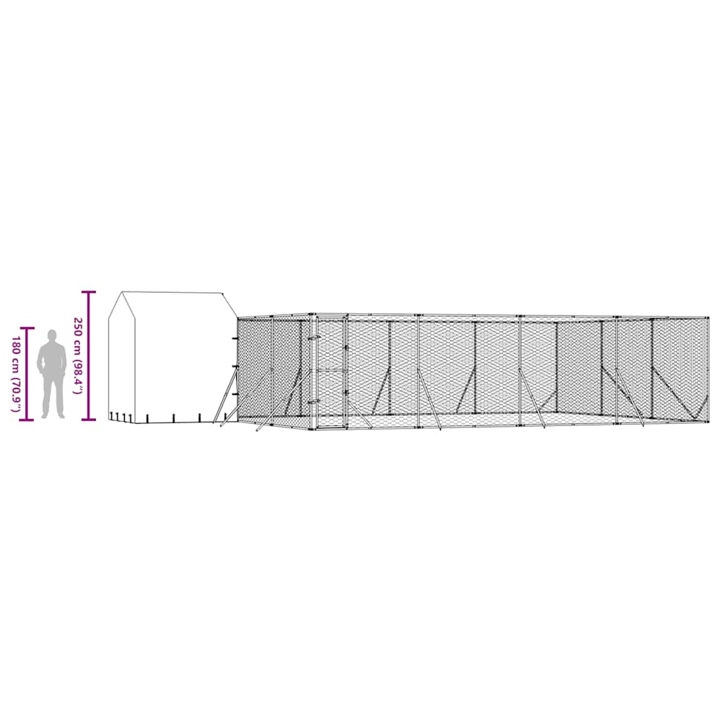 Hondenkennel met dak 10x6x2,5 m gegalvaniseerd staal zilver is nu te koop bij PeponiXL, paradijselijk wonen!