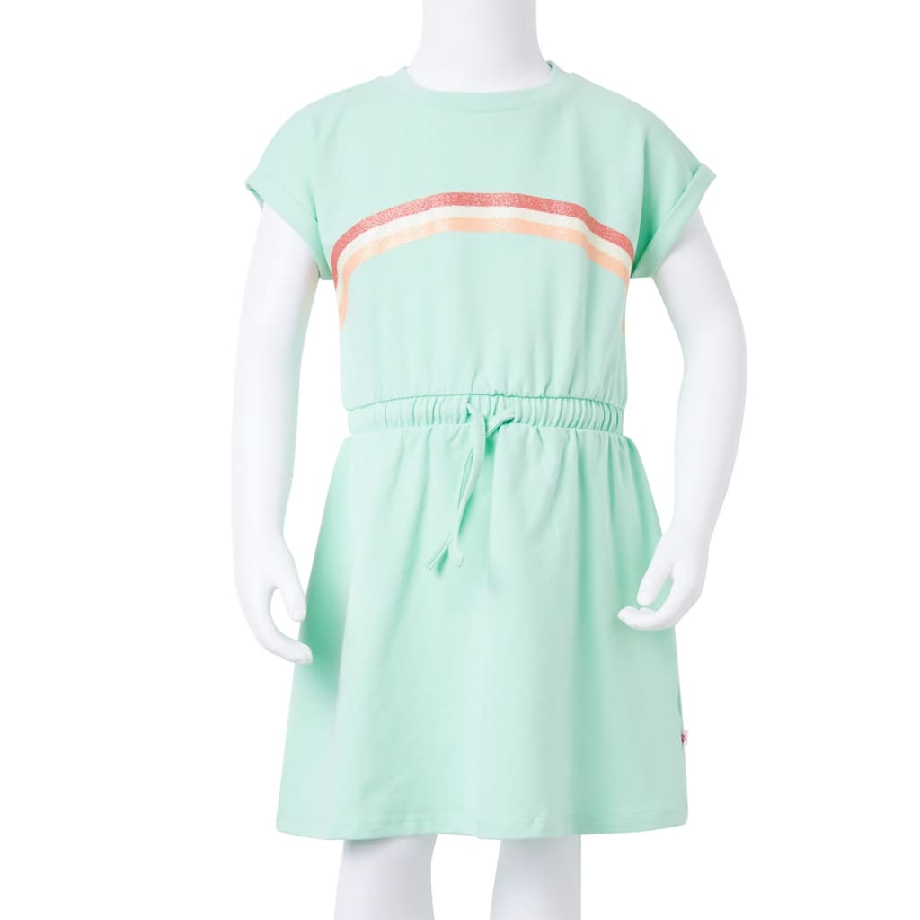Kinderjurk met trekkoord 128 felgroen is nu te koop bij PeponiXL, paradijselijk wonen!