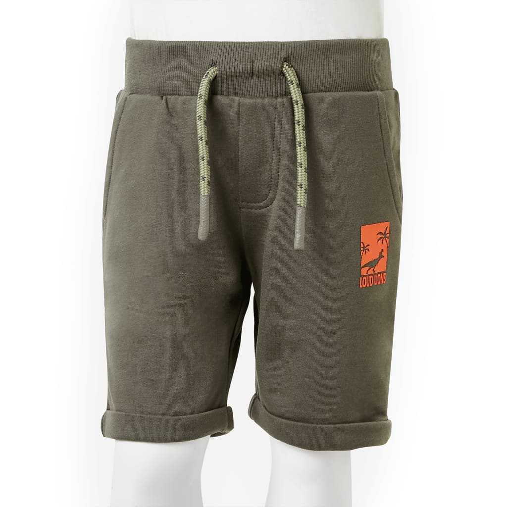 Kindershorts met trekkoord 128 donkerkaki is nu te koop bij PeponiXL, paradijselijk wonen!