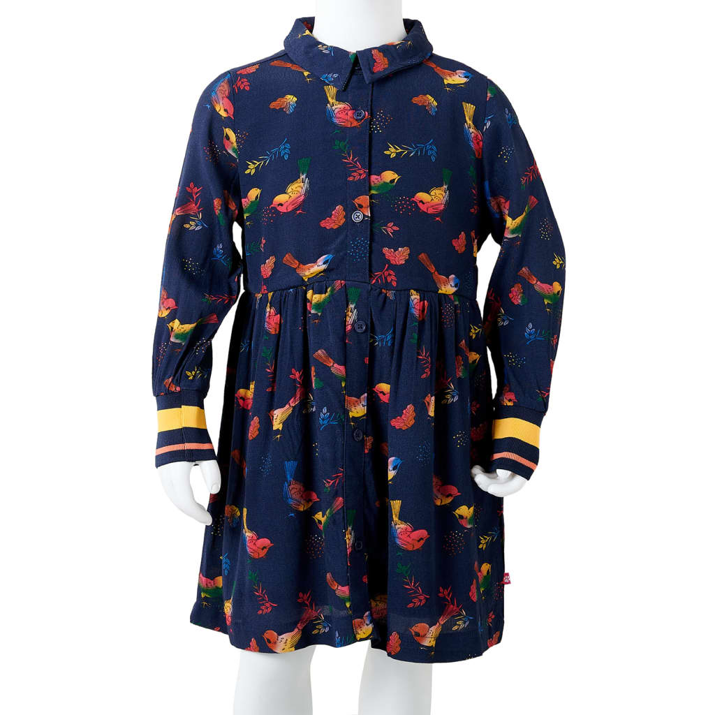 Kinderjurk met lange mouwen 104 marineblauw is nu te koop bij PeponiXL, paradijselijk wonen!