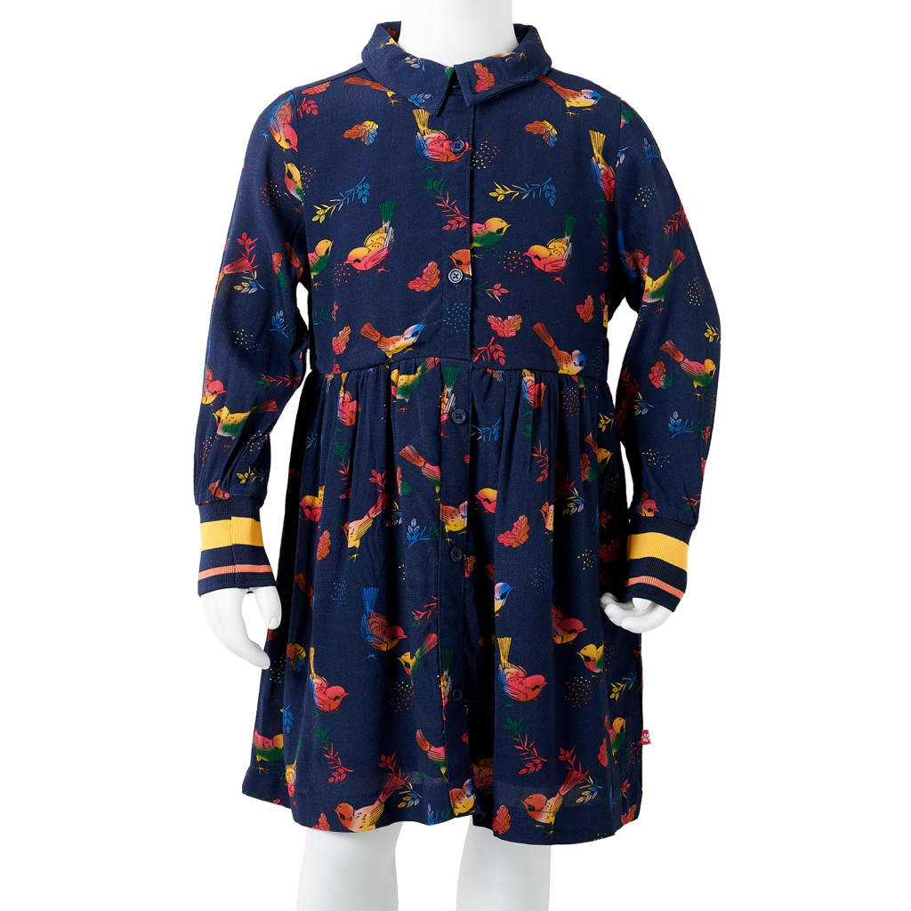 Kinderjurk met lange mouwen 116 marineblauw is nu te koop bij PeponiXL, paradijselijk wonen!