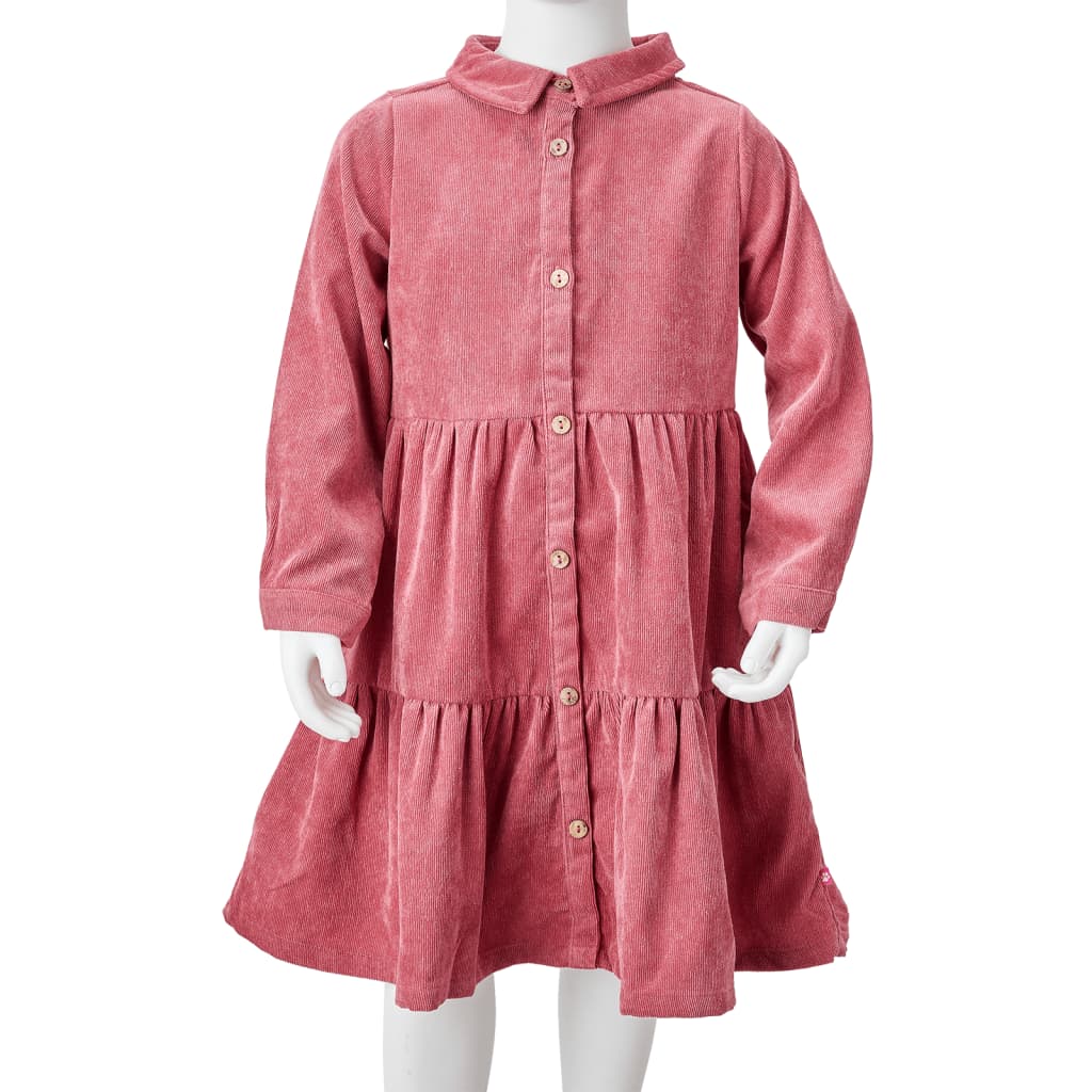 Kinderjurk met lange mouwen ribfluweel 104 oudroze is nu te koop bij PeponiXL, paradijselijk wonen!