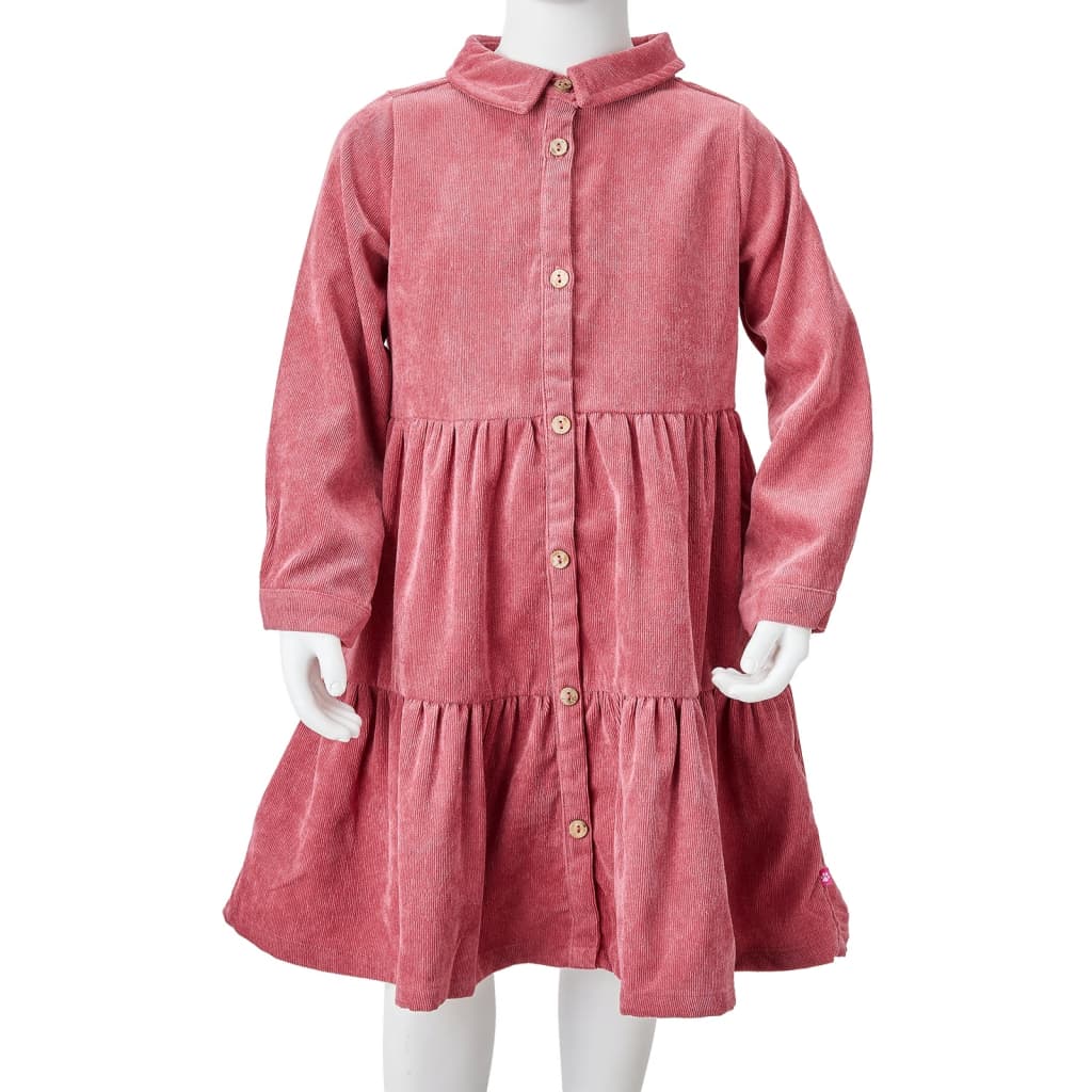 Kinderjurk met lange mouwen ribfluweel 116 oudroze is nu te koop bij PeponiXL, paradijselijk wonen!