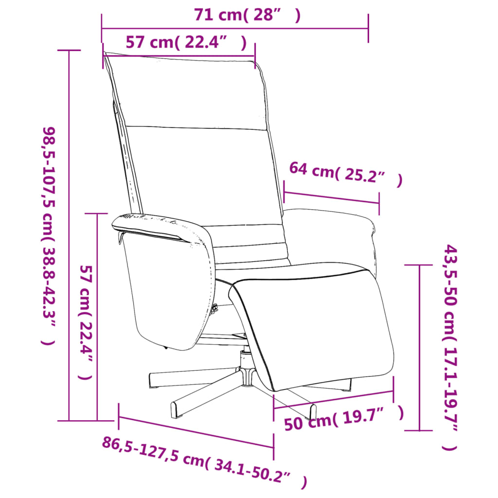 Fauteuil verstelbaar met voetensteun kunstleer zwart is nu te koop bij PeponiXL, paradijselijk wonen!