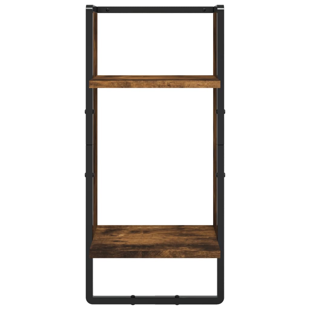 6-delige Wandschappenset met stangen bewerkt hout gerookt eiken is nu te koop bij PeponiXL, paradijselijk wonen!