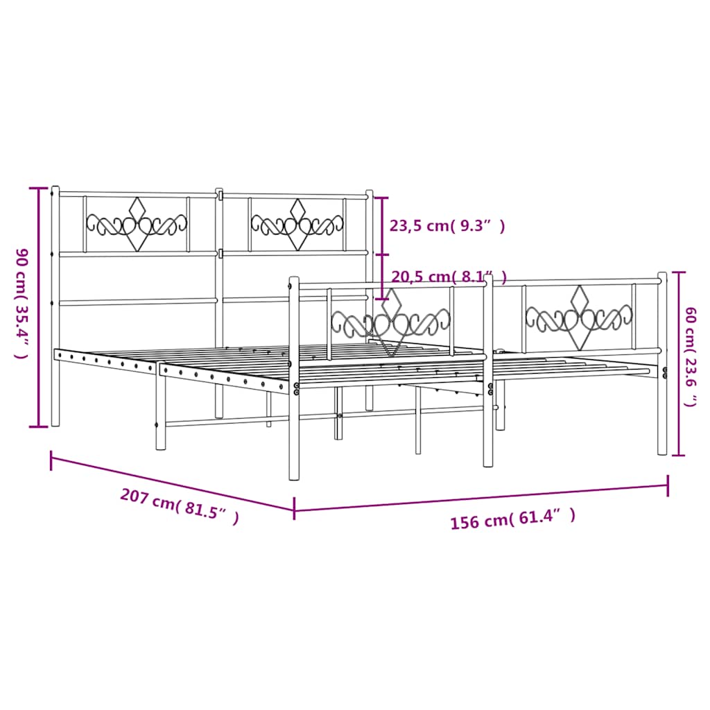 Bedframe met hoofd- en voeteneinde metaal wit 150x200 cm is nu te koop bij PeponiXL, paradijselijk wonen!