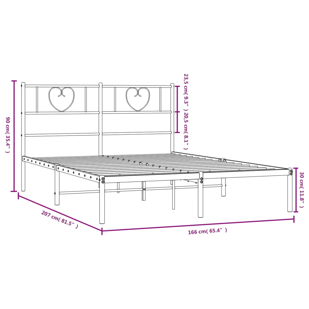 Bedframe met hoofdbord metaal wit 160x200 cm is nu te koop bij PeponiXL, paradijselijk wonen!