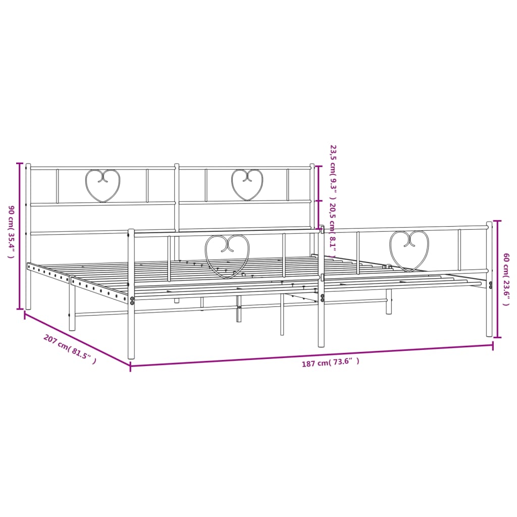 Bedframe met hoofd- en voeteneinde metaal wit 180x200 cm is nu te koop bij PeponiXL, paradijselijk wonen!