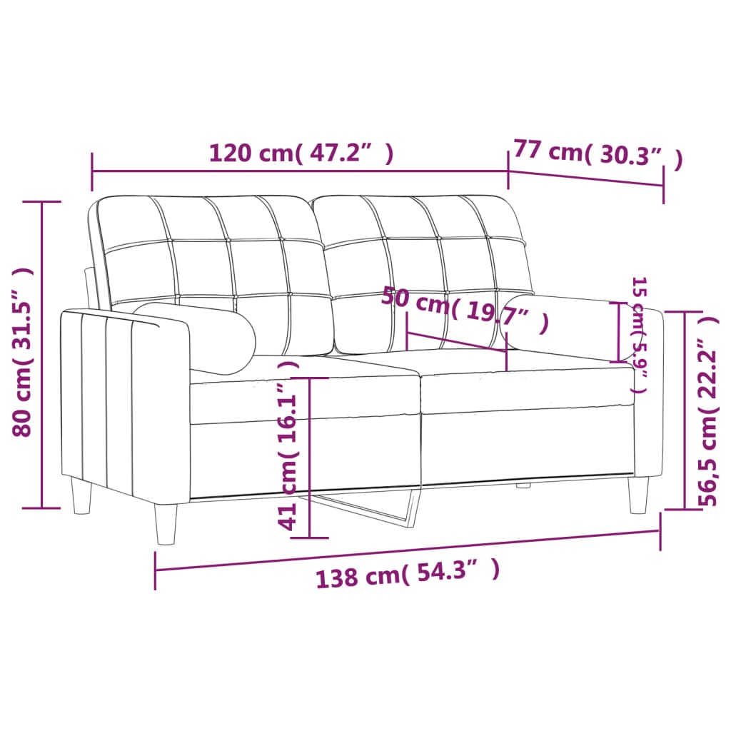 Tweezitsbank met sierkussens 120 cm stof bruin is nu te koop bij PeponiXL, paradijselijk wonen!