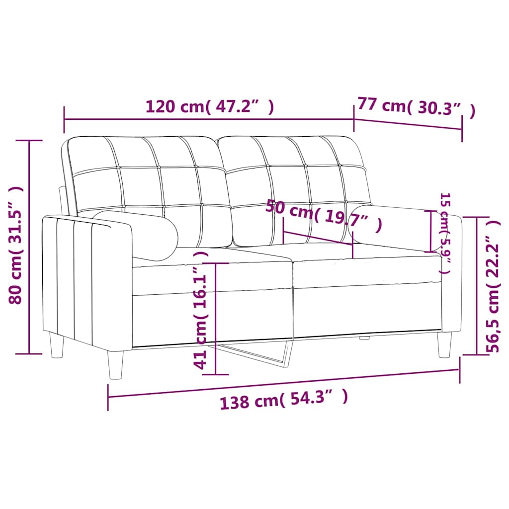 Tweezitsbank met sierkussens 120 cm stof zwart is nu te koop bij PeponiXL, paradijselijk wonen!