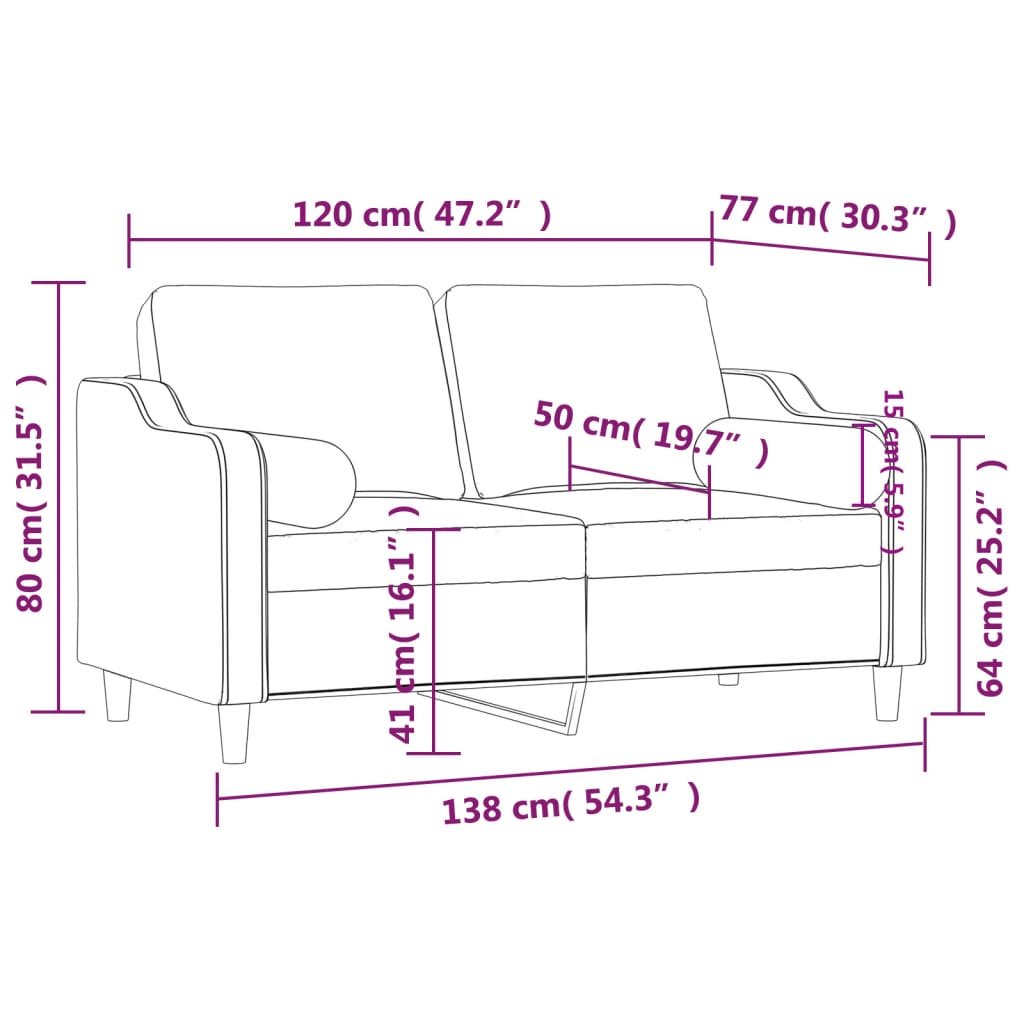 Tweezitsbank met sierkussens 120 cm stof taupe is nu te koop bij PeponiXL, paradijselijk wonen!