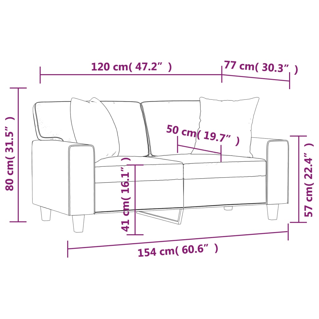 Tweezitsbank met sierkussens 120 cm kunstleer cappuccinokleurig is nu te koop bij PeponiXL, paradijselijk wonen!