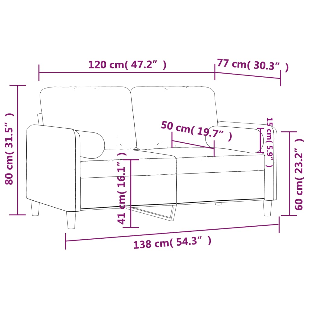 Tweezitsbank met sierkussens 120 cm fluweel lichtgrijs is nu te koop bij PeponiXL, paradijselijk wonen!