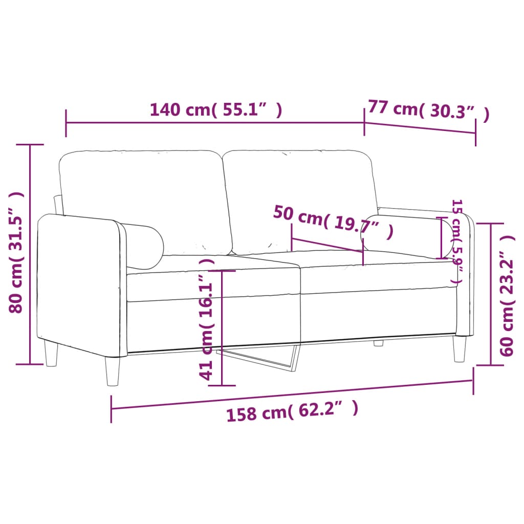 Tweezitsbank met sierkussens 140 cm fluweel lichtgrijs is nu te koop bij PeponiXL, paradijselijk wonen!