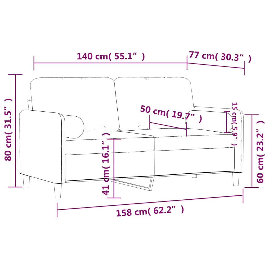 Tweezitsbank met sierkussens 140 cm fluweel bruin is nu te koop bij PeponiXL, paradijselijk wonen!