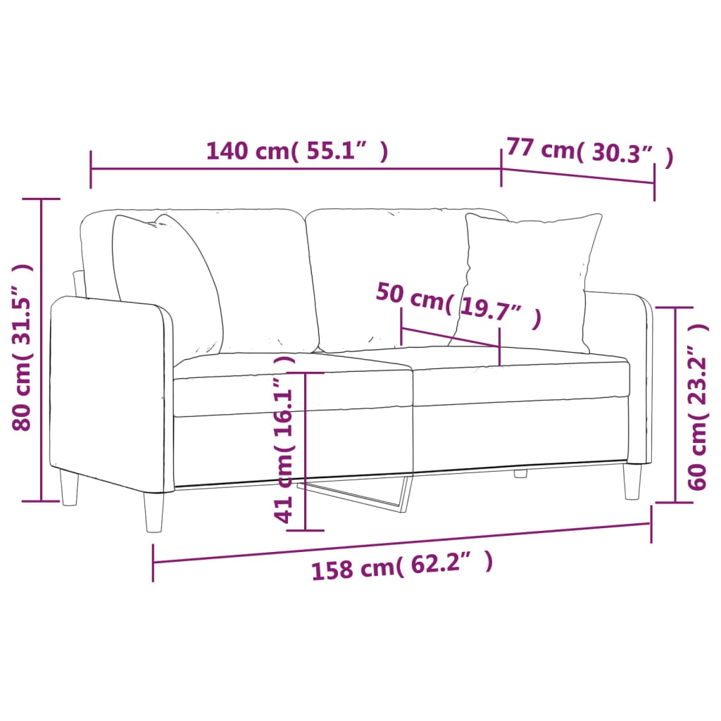 Tweezitsbank met sierkussens 140 cm stof lichtgrijs is nu te koop bij PeponiXL, paradijselijk wonen!